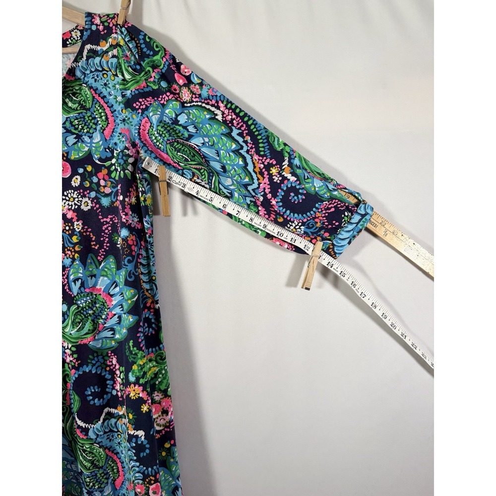 Lilly Pulitzer Cath Dress Take Me To The Sea 3/4 Sleeve V Neck Cotton Womens‎ L - Picture 8 of 14